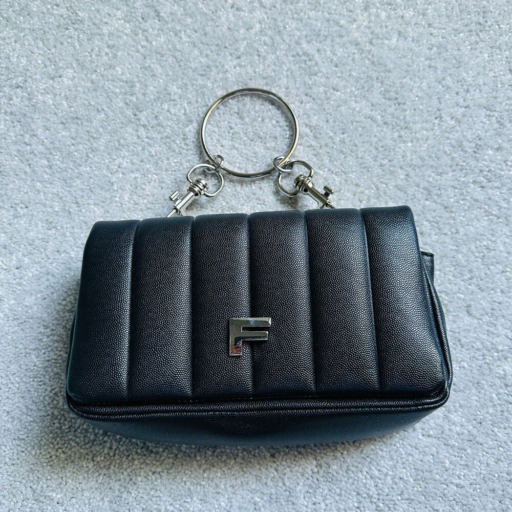 FIG & VIPER black faux leather clutch handbag
